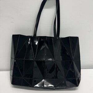 Japanese Geometric Patent Leather Tote Bag